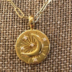 Astrological disc necklace pendent
